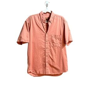 Bob Timberlake Men’s Short Sleeve Cotton Button Down Salmon Pink‎ Sz M